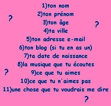 information sur toi